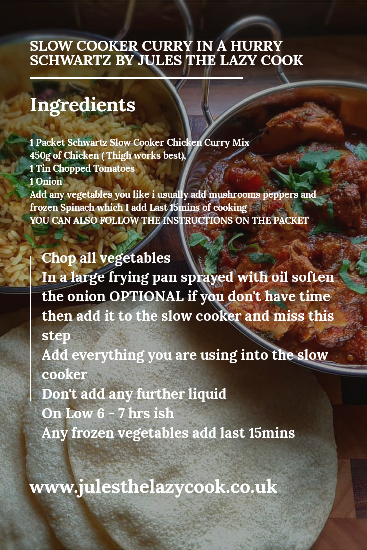 Slow Cooker Easy Chicken Curry (Schwartz) Jules The Lazy Cook