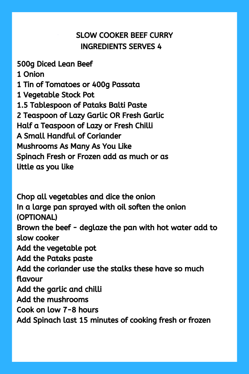 SLOW COOKER BEEF CURRY (PATAKS) Jules The Lazy Cook